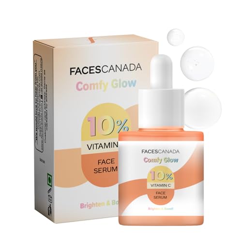 Image of FACES CANADA Comfy Glow 10% Vitamin C Face Serum - 15ml | Brightens Complexion | Dark Spot Reduction | Lightweight | Prevents Premature Aging | Hydrating & Healthier Looking Skin