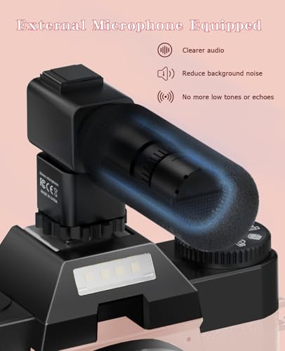 Image of FLATIC Cameras for Photography, 6K 64MP Digital Camera with WiFi & Microphone, Vlogging Camera with 64GB Card, 2 Batteries, Macro & Wide-Angle Lens, Card Reader (6K 64MP, Pink, Digital Zoom)