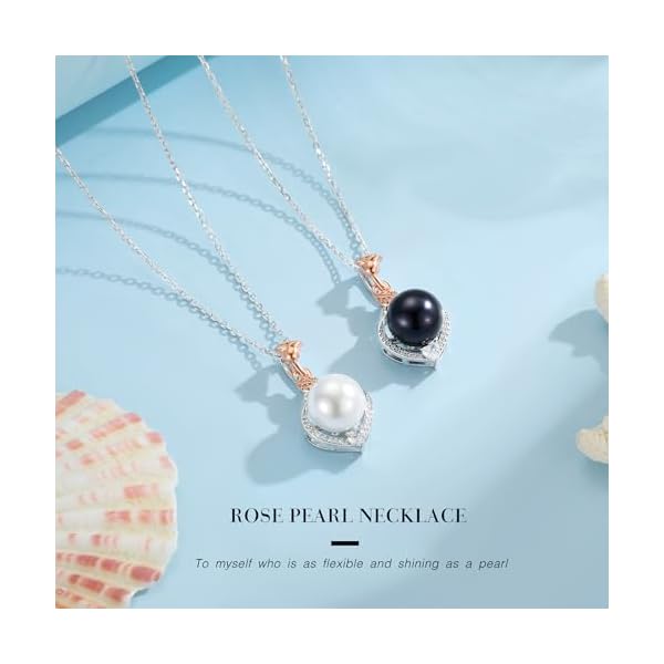 Iefil 10-11mm Tahitian Black Pearl, Rose Flower Pearl Necklace, Anniversary Jewelry Gifts for Women Wife Mom Girlfriend Her, Mothers Day Gifts Christmas Valentines Day - Image 6