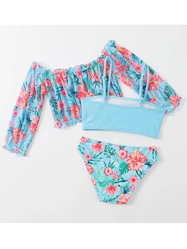 Kids Long Sleeve Cover Up Bathing Suit Swimwear Girls 3 Piece Rash Guard Swimsuit Bikini Set4