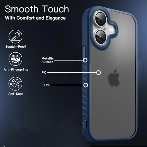 Image of KARWAN️ Shockproof Back Case Cover for iPhone 16 | Camera Protection Bump |Shockproof Back Case Cover for iPhone 16 - Blue