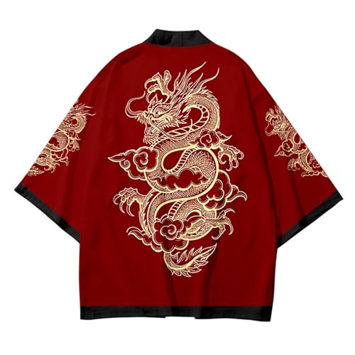 Asian Size Mens 3/4 Wide Sleeve Kimono Yukata Tops Shirts for Women Unisex Haori Coat Jacket Oriental Style Loose3