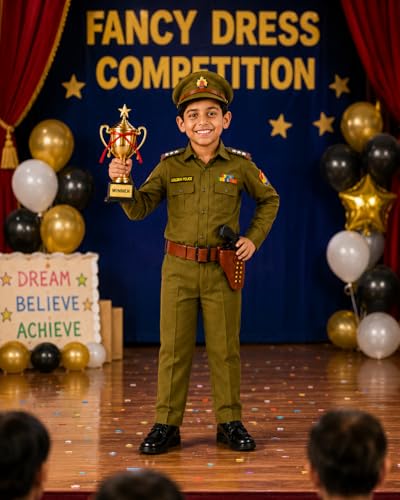 Image of SCRIPTURE Fancy Dress Patriotic Army Police BSF Netaji costumes for Kids Fancy Dress Costume Accessory for Republic Day Independence Day School Events