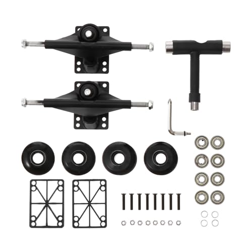 Trucks Skateboard Faciles à Installer avec Roues PU et Roulements pour Rénover sa Planche