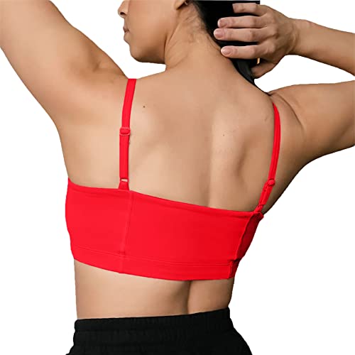 Aoxjox Women's Workout Bandeau Sports Bras Taining Fitness Running Yoga Crop Tank Top (Racing Red, Medium) #TOP2
