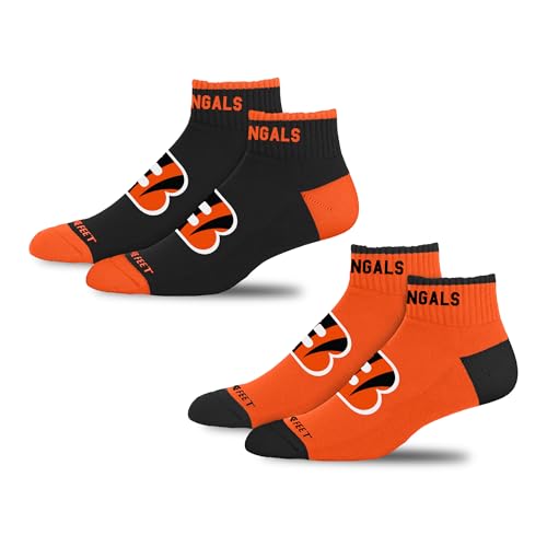 For Bare Feet NFL CINCINNATI BENGALS Front and Center 2 Pack Team Colors Large
