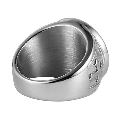 Image of HZMAN St. Michael San Miguel The Great Protector Archangel Defeating Satan Figurine Stainless Steel Amulet Ring