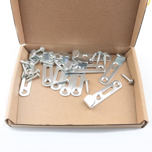 Image of 10Pcs 50 lb. Heavy Duty Hanging Rack Iron Hanging Rack Wall Mini J Hooks for Hanging Mirrors, Picture Frames, Photos, Artwork, Wall Decor, Keyhole Hanging Racks Silver Two Hole with Screws
