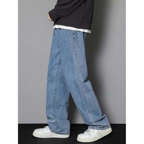 Men's Wide Leg Baggy Jeans Loose Fit Straight Cut Casual Denim Pants with Classic Pockets2