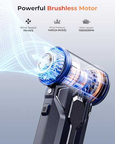 Image of Compressed Air Duster, 110000 RPM High-Speed Electric Air Duster with Brushless Motor, 3-Speed Settings