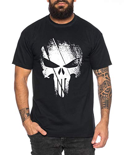 Punish - T-Shirt pour Homme Jon Bernthal Skull Logo Comics, Farbe2:Noir, Größe2:XXXX-Large