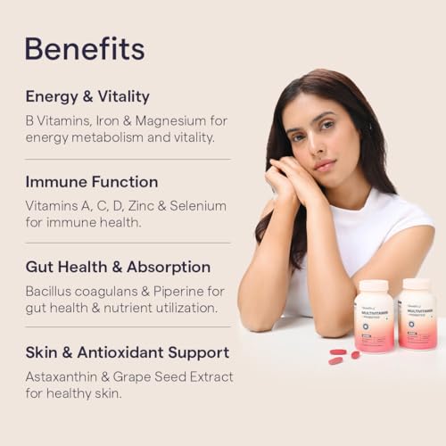 Image of The Good Bug Multivitamin Tablets with Probiotics | 23 Essential Vitamins & Minerals | With Panax Ginseng (Men) | Supports Energy, Immunity, Gut Health & Daily Wellness | 60 Tablets