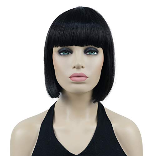 Lydell 8" Straight Short Bob Hair Flat Bangs Cute Central