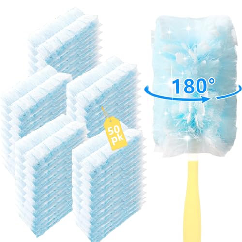 La Mejor Selección de Recambios que puedes comprar esta semana. 41 RZYPZQ 50Pcs 180° Plumeros Desechables para Limpieza, Recambios de Plumero Resistente,Plumero de Microfibra Desechable,Recambios Eliminar el Polvo del Hogar y del Coche