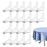 Soportes para mantel – 5,5 x 5,5 x 1,6 cm, 20 soportes transparentes de acero inoxidable | Abrazaderas resistentes al viento para camping, cena, boda, restaurante al aire libre, cumpleaños, Navidad