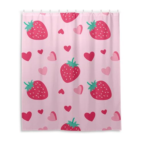 Sweetheart Berries Shower Curtain Heavy Duty Shower Curtains Set with Grommets and Hooks – Waterproof Shower Curtain for Bathroom