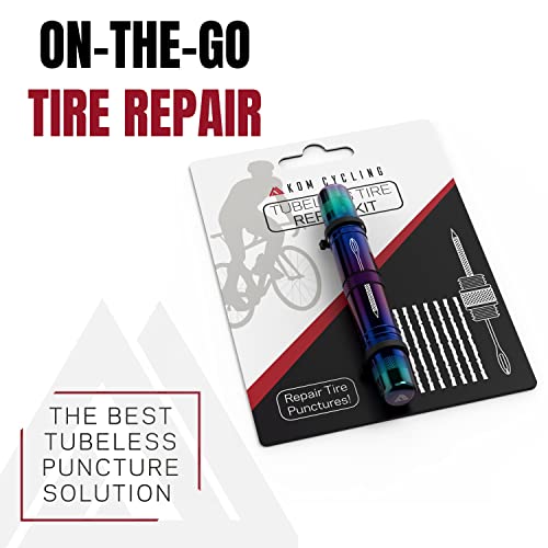 KOM Cycling Tubeless Tire Repair Kit for Bikes 8 Colors! Fixes Mountain Bike and Road Bicycle Tire Punctures – Includes Tire Repair Fork Reamer, 8 Bacon Strips. Tubeless Bike Tire Repair Kit (Celeste) by KOM Cycling - Image 2