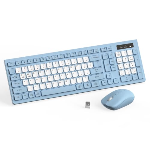 Image of Wireless Keyboard and Mouse Combo Silent for Office and Home(Misty Blue-B)