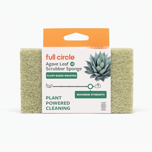 Image of Full Circle Agave Leaf Scour Pads - Pack of 3 - Maximum Strength, Non-Scratch Dish Scrubber Made with Plant-Based & Recycled Materials, Safe for Nonstick