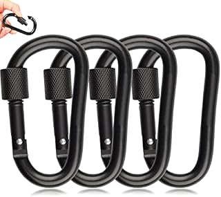 MABUSIYI 4PCS D-ring Carabiner Clip with Screw Lock, 8cm/3inch heavy duty Aluminum Alloy Locking Key Chain Carabiner Clip Hook for Camping Hiking Backpack
