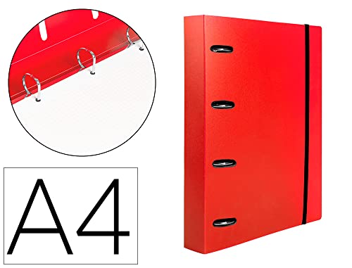 Folder with Refill Liderpapel A4 Square 5 mm 100 Sheets 80 g Polypropylene 4 Mixed Rings 25 mm Red, multicoloured - Image 2