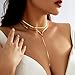 GIGB PBDK Gold Choker Necklace for Women,Chunky Statement Necklace Set,Long Layered Necklaces,Charm Drop Necklace,Fashion Gold Body Chain Jewelry Accessories (Gold1)