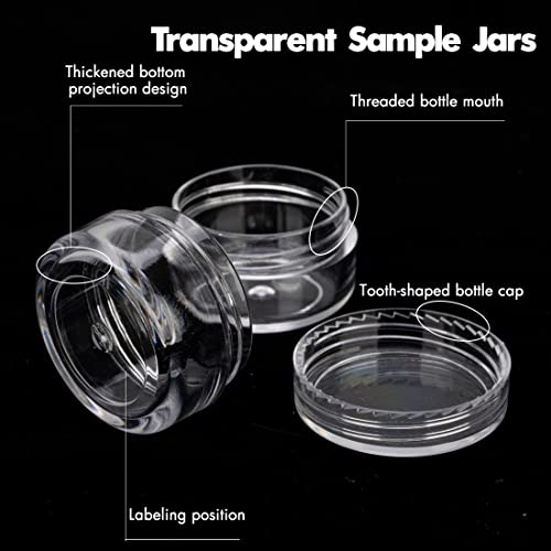 3 Gram Sample Containers With Lids, 50 Count Clear Jars, Empty Lip Balm, Mini Cosmetic With Labels, Makeup Travel, Mini Disposable Spatulas2