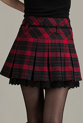 chouyatou Women's A-Line Plaid Wool Blend Pleated Skirt Side Zipper2