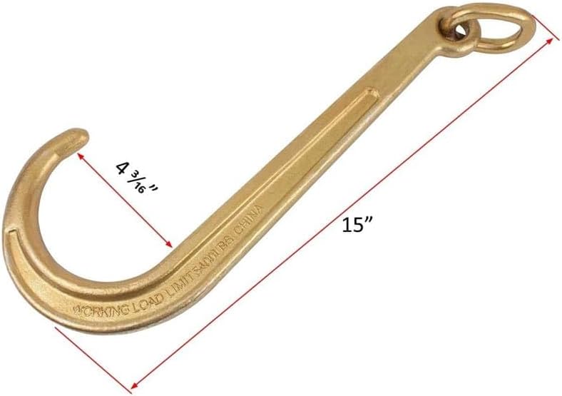 Mytee Products 2 Pack 5/16" x6' Leg G70 15" Long Shank J Hook Tow Chain w/RTJ Cluster Hook & Grab Hook - 4700 lbs WLL Heavy Duty Transport Truck Chain for Car Wrecker Recovery - Towing Equipment