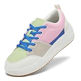 VZQ Women's Fashion Sneakers Platform Walking Shoes Classic Wedge Canvas Casual Tennis Shoes Low Top Footwear Pink Size 10-10.5