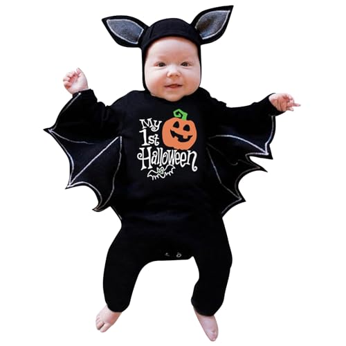 Genérico Bebe Recién Nacido Niñas Niños Disfraz Halloween Murciélago Ropa de Halloween Mono Hooded Traje para Carnival y Halloween 0-24 Meses