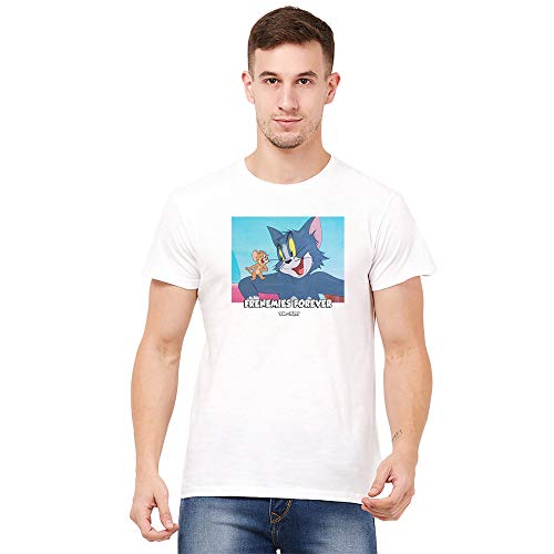Image of Free Authority Tom & Jerry Printed Regular Fit White Cotton Men's T-Shirt