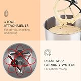 Klarstein Lucia - Stand Mixer, Food Processor and Blender, Meat Grinder, 1300 W, 5 liters, Planetary Mixing System, Mixing Cup, 6-Speed, Various Attachements, Stainless Steel Bowl, Cream - Image 3