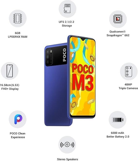 Image of POCO M3 (Cool Blue, 4GB RAM, 64GB Storage)