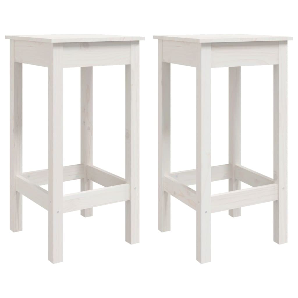 Ensemble de bar 3 pièces blanc en pin massif avec 2 tabourets de bar, table de bar 60 x 60 x 110 cm, meuble de salle à manger stable, peu encombrant, idéal pour la cuisine, la salle à manger