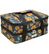 JLDTOP Double Decker Insulated Casserole Carrier, 9x13 Thermal Food Bag | Expandable Bakeware Car...