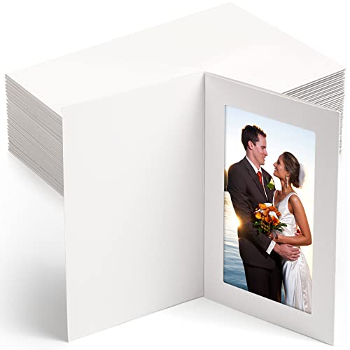 Fainne 150 Pack Photo Folders 4x6Inch Cardboard Picture Frame Photo Frame Thank You Cards Cardboard Folders Paper Greeting Cards Inserts for Portraits Christmas Wedding (4 x 6 Inch,White)