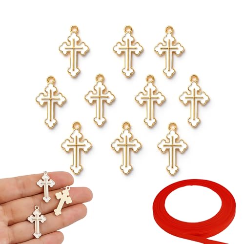 EUYKQNOI 10 Pendentifs Croix Blanche pour Décorer Tissu, Sacs DIY, Cadeaux Religieux - cadeau invites mariage deco bapteme decoration communion,Bijoux de Mode...