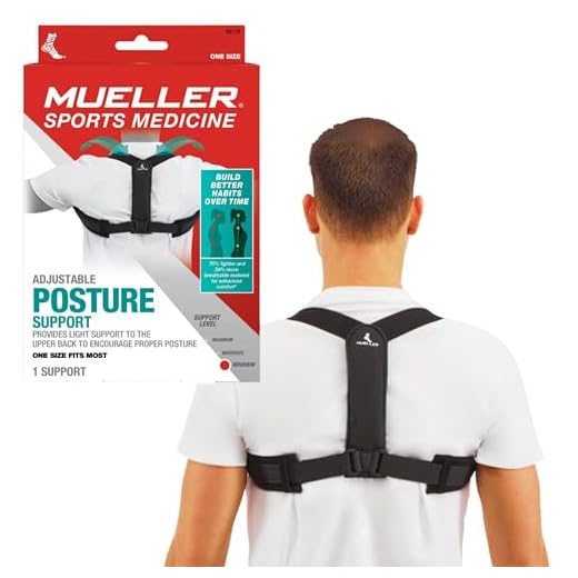 MUELLER Sports Medicine Posture Corrector for Women and Men, Adjustable Back Support for Scoliosis, Kyphosis & Text Neck, One Size, Black