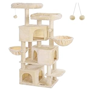 Arbre à Chat XXL à 3 Niches, Hauteur 164 cm, Beige Feandrea PCT098M01