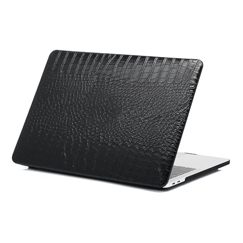 Coque en cuir crocodile pour MacBook Pro 14 et 16 pouces effet luxe noir