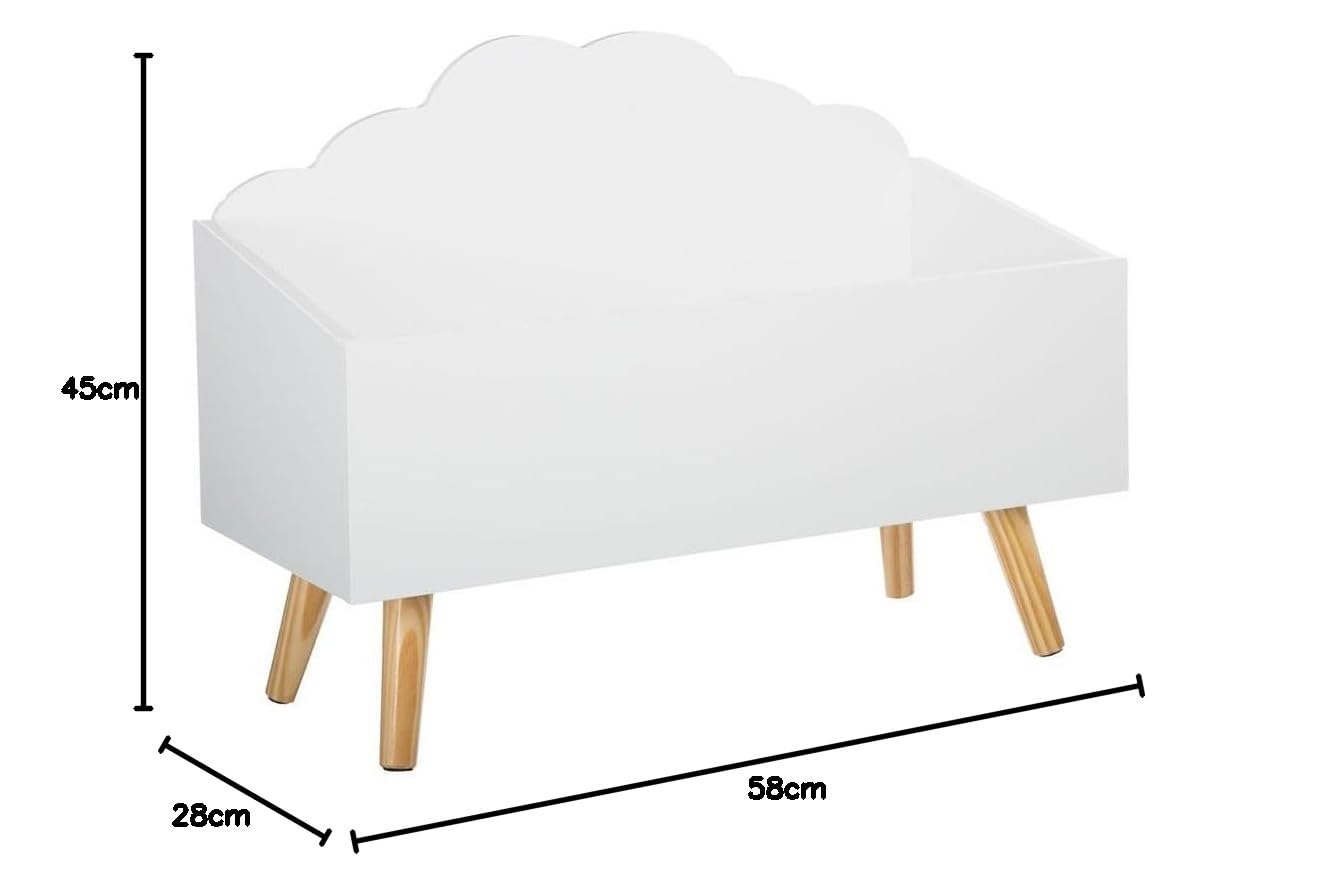 Scatola per giocattoli in legno per bambini nuvola bianca.