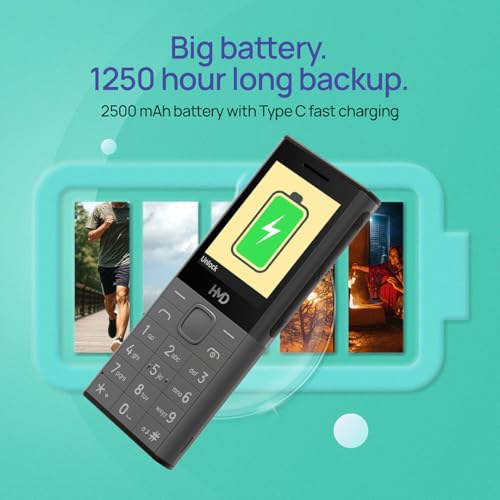 Image of HMD 150 Music Keypad Mobile with Bluetooth | Built-in Powerful Loud Speaker & Dedicated Music Buttons | 2500 mAh Big Battery & Type C Fast Charger | Built-in UPI App with Scan & Pay | Dark Grey