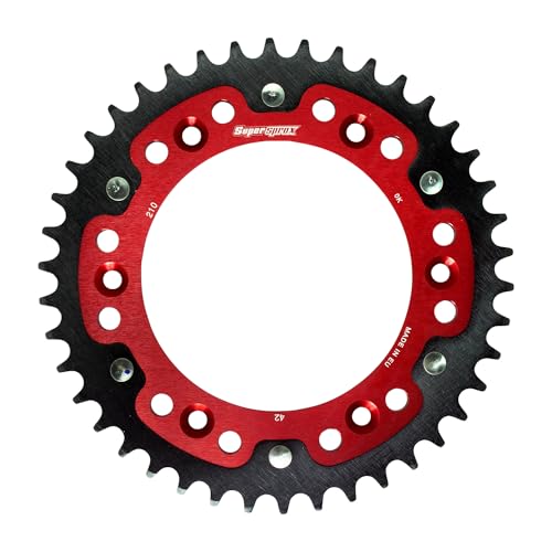 スーパースプロックス(Supersprox) ドリブン スプロケット リア ステルス (STEALTH) アルミ&スチール 42T レッド RST-210:42-RED