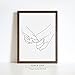 Pinky Promise, Holding Hands Minimalist Abstract Line Drawing Art, Contemporary Wall Art For Bedroom and Home Decor, Modern Boho Art Print Poster 11x14 Inches, Unframed (Grey and Black)