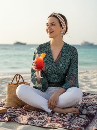 Image of KE Kanha Exports top for Women Stylish Western | wrap Tops for Woman | Perfect on Jeans Tops for Woman | Summer top | Beach Outfits Dress for Women Stylish