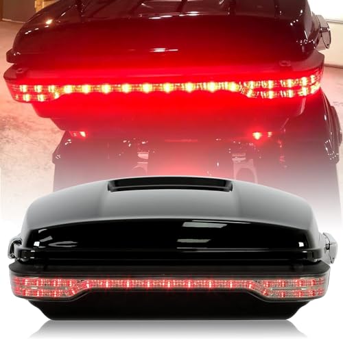 ECOTRIC Chopped Tour Pack Trunk Tail Box w/Wrap Light Compatible with 2014-2024 Harley Touring Models Street Glide Road Glide Road King Electra Glide Rear Brake Tail Light Motorcycle Trunk Luggage