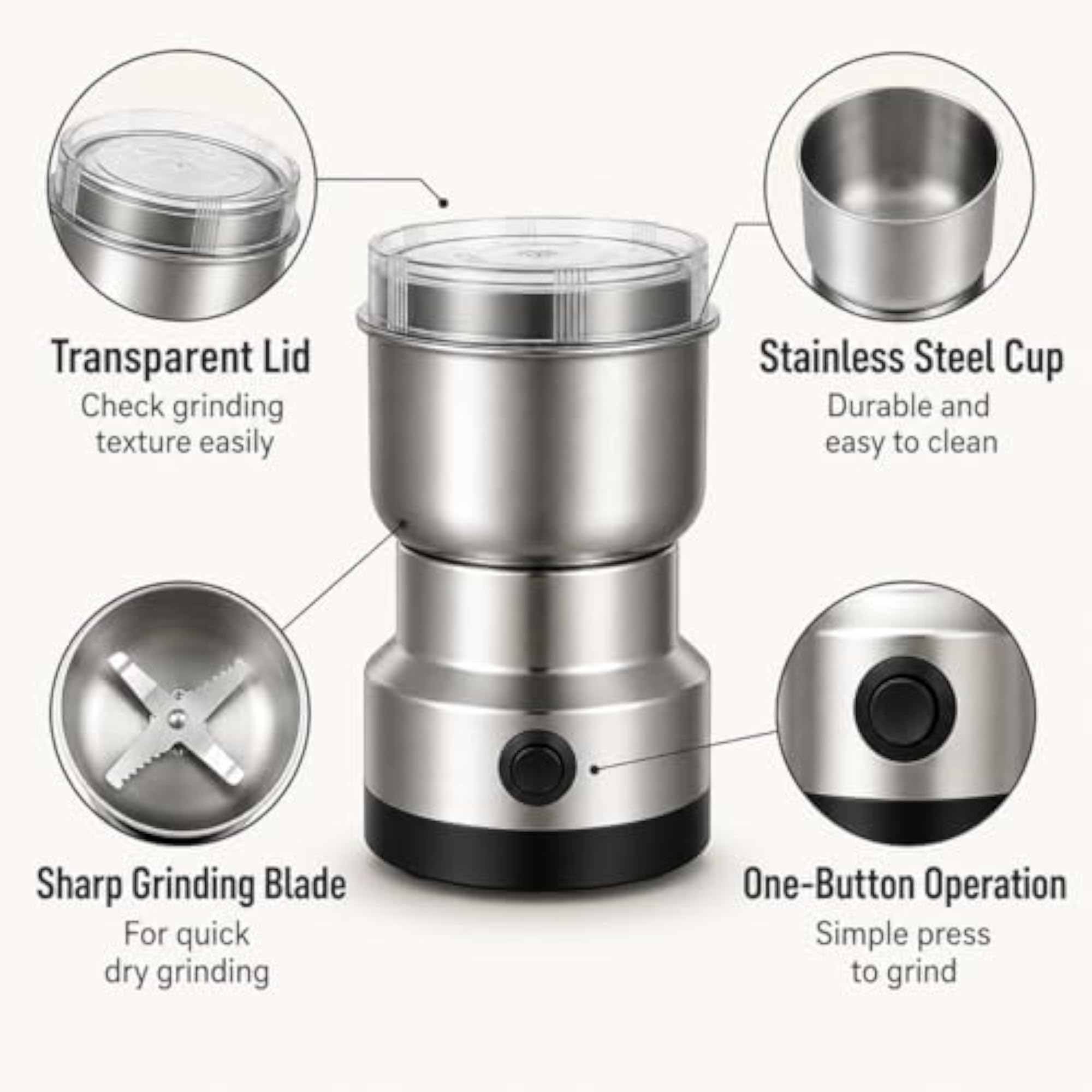 Mini Mixer Grinder for Kitchen, Electric Spice Machine
