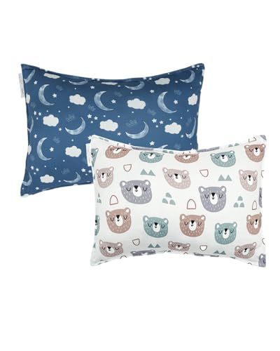 ALVABABY Toddler Pillowcases Stretchy Soft Fit 13"x 18" or 12"x16" Kids Pillow Cover Envelope 2 Pack for Girl Boy Travel