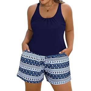 Arolina Women's Plus Size Swim Romper One Piece Swimsuits Modest Bathing Suit with Pockets (S-24W) Small Navy Cube